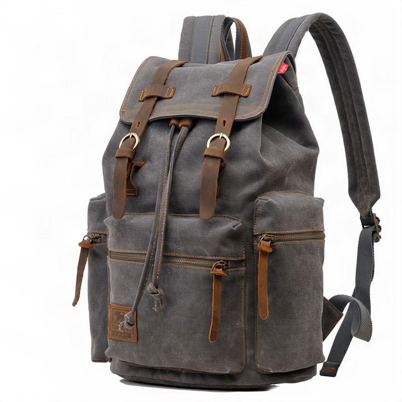 Leinen-Rucksack, 36–55 L, 15,6 Zoll, im Vintage-Stil