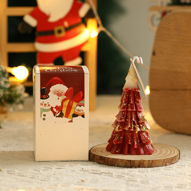 Duftkerze Weihnachtsbaum aus Sojawachs mit Blattgold
