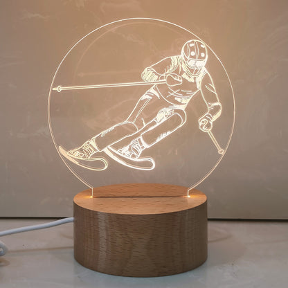 3D-Nachtlicht mit Acrylschirm, Holzsockel