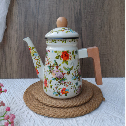Emaillierte Kaffeekanne mit Schwanenhals, 1,2–1,5 L