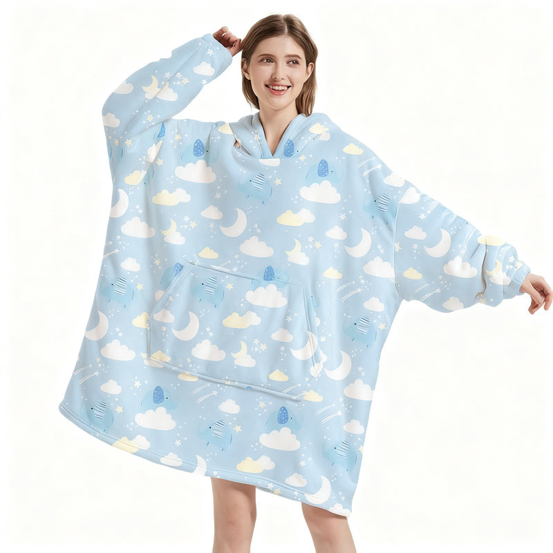 Tragbare Decke mit Kapuze, Sherpa-Fleece