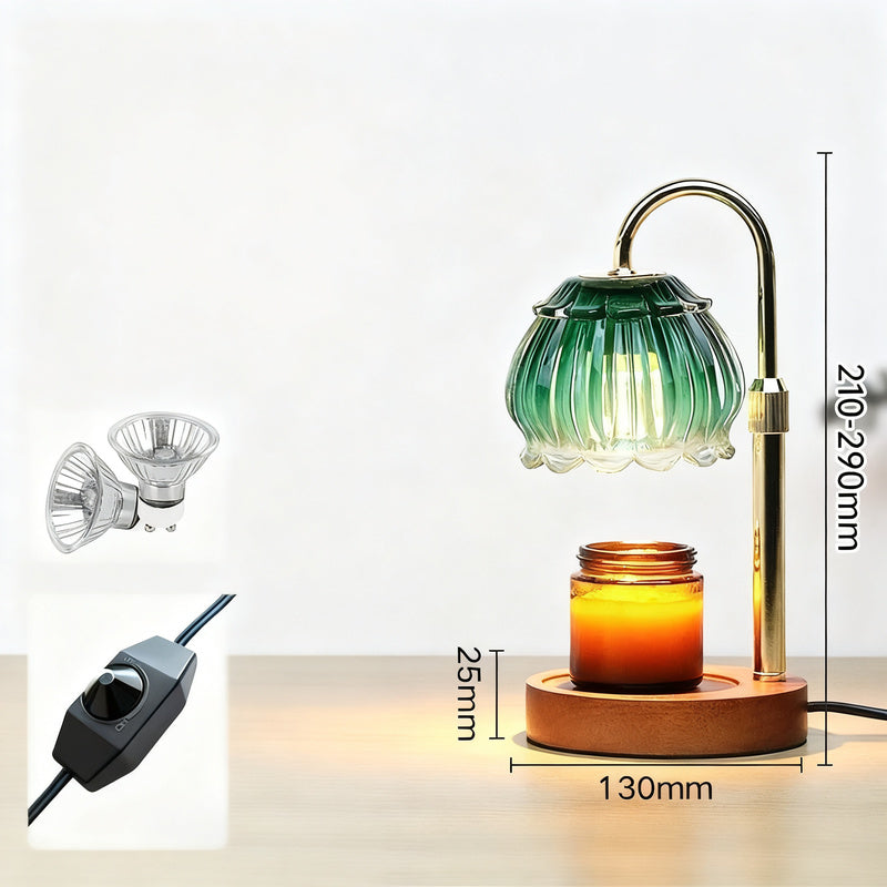 Wachsschmelz-Lampe mit Holzsockel