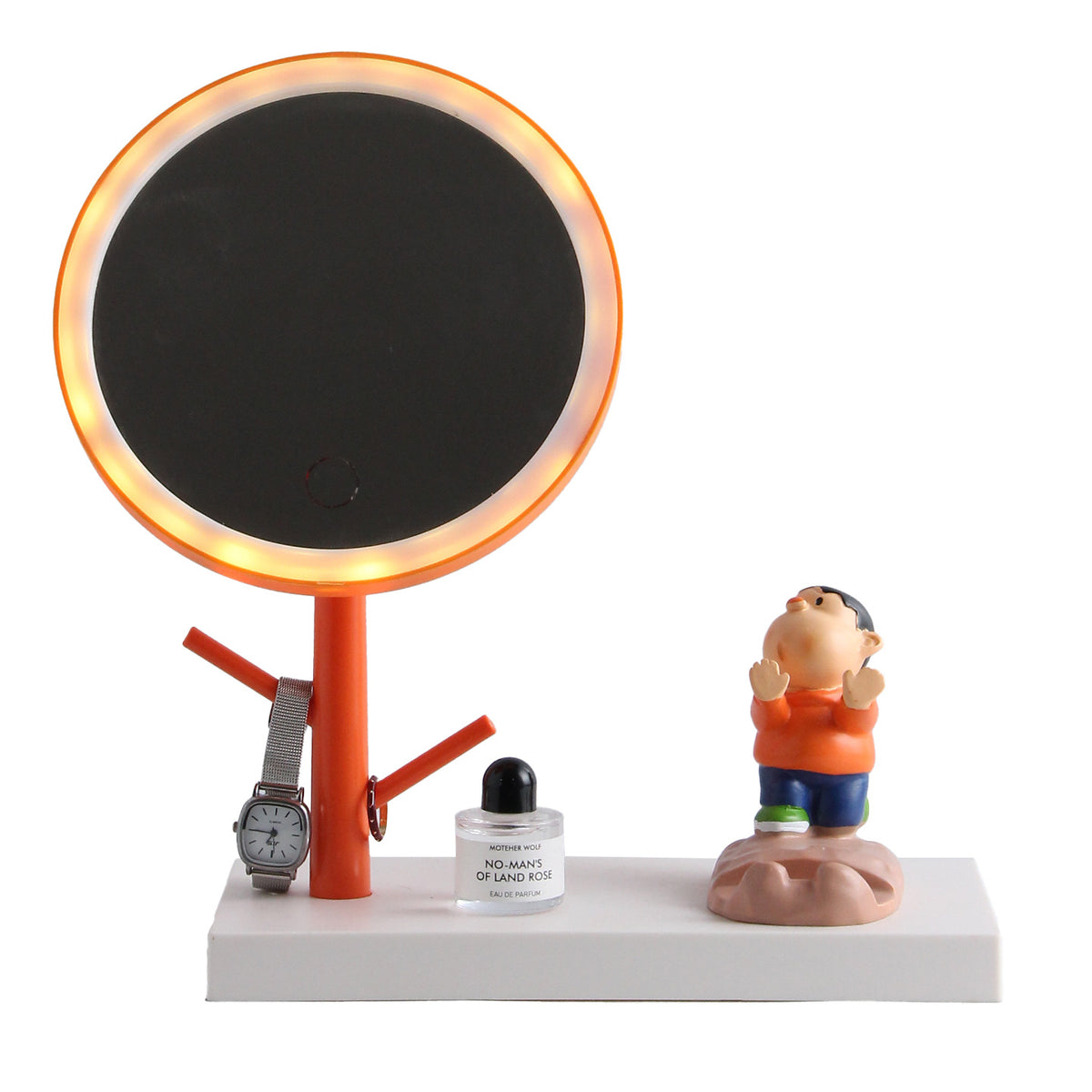 LED-Schminkspiegel mit Handyhalter und Schmuckständer