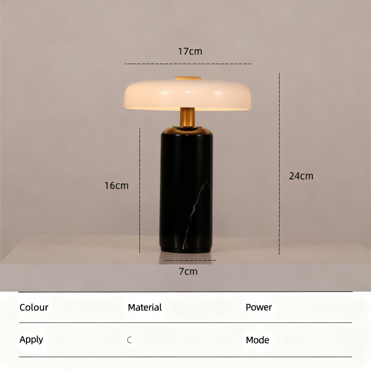 Tragbare Tischleuchte, Marmor, LED, Touchschalter