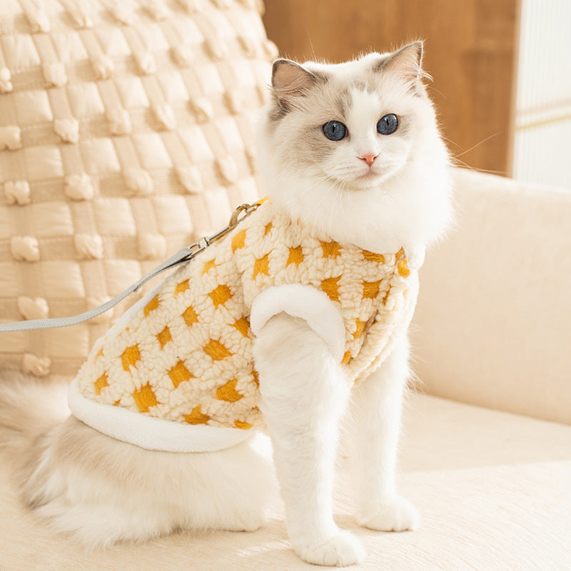 Katzen-Fleece-Pullover mit Uhr-Motiv, mehrere Größen
