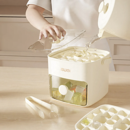 Eiswürfelform mit Druckfunktion und Lagerbehälter