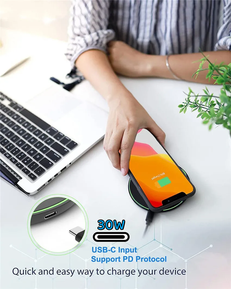 Brehn | 30W WIRELESS FAST CHARGER FÜR IPHONE & ANDERE GERÄTE | INDUKTIONSLADEGERÄT
