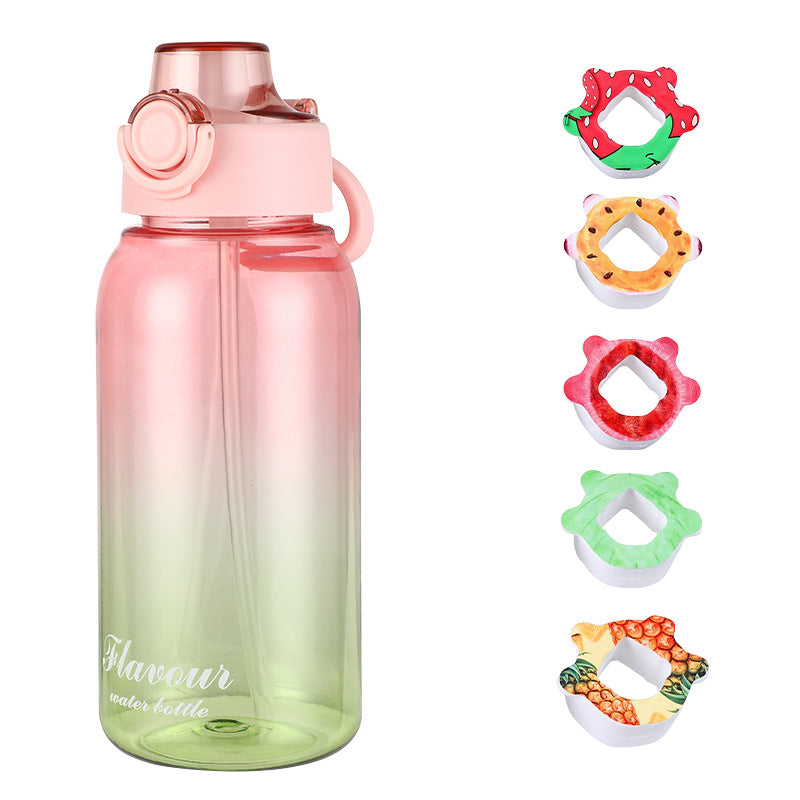 Sporttrinkflasche 1 L mit Strohhalm, Farbverlauf