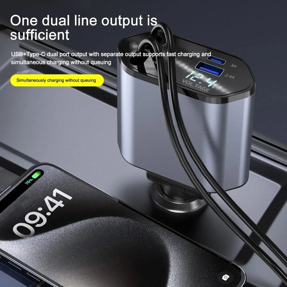 Faltbares Auto Ladegerät mit USB-C und USB-A – 120W Schnellladung | Brehn