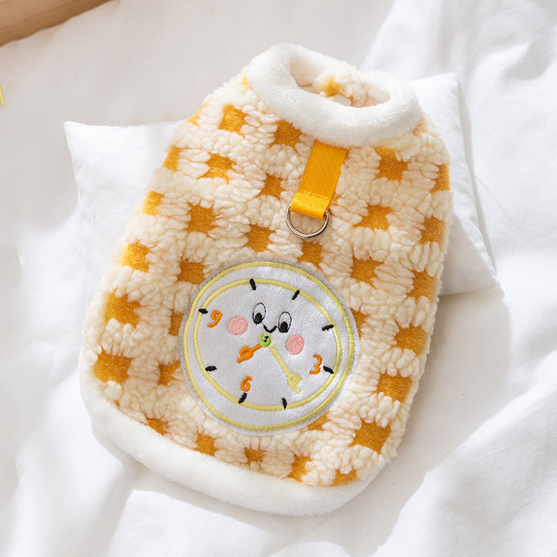 Fleece-Pullover mit Uhr-Motiv für Katzen und kleine Hunde