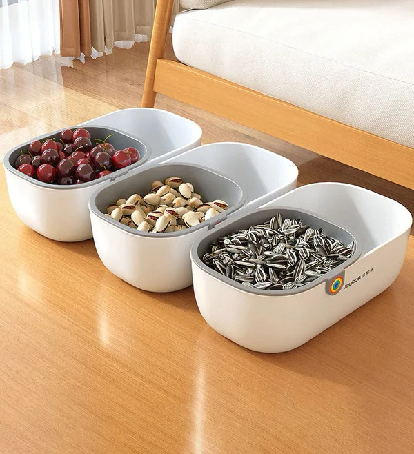 Praktische Snackschüssel | 2-stufiges Design für sauberes Snacken | Brehn