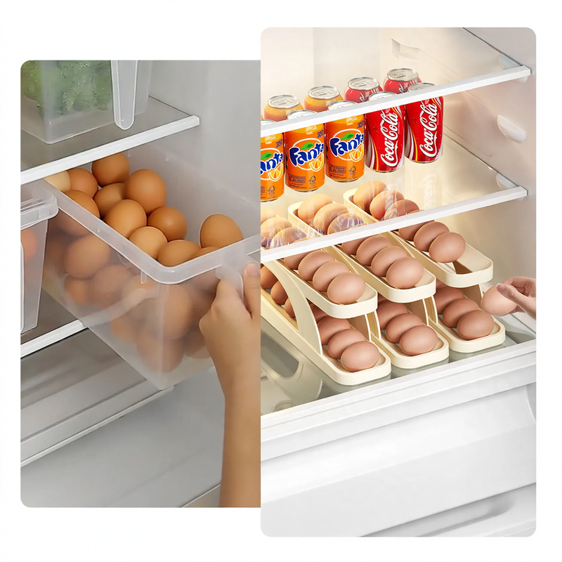 Eierbox für Kühlschrank mit Rollmechanismus