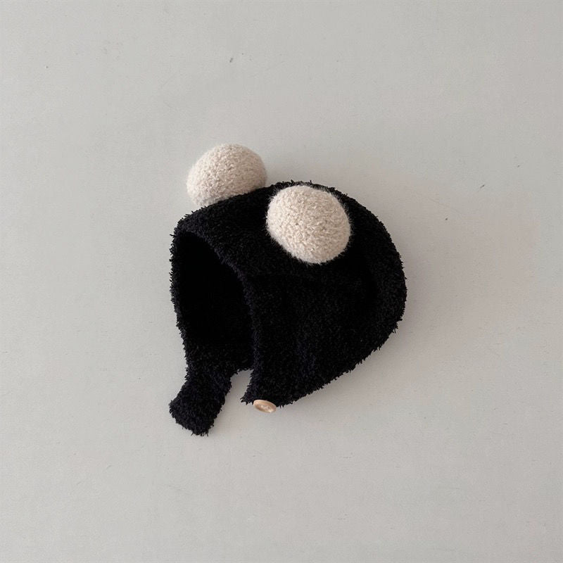 Kindermütze mit Ohrenklappen, gestrickt, warm