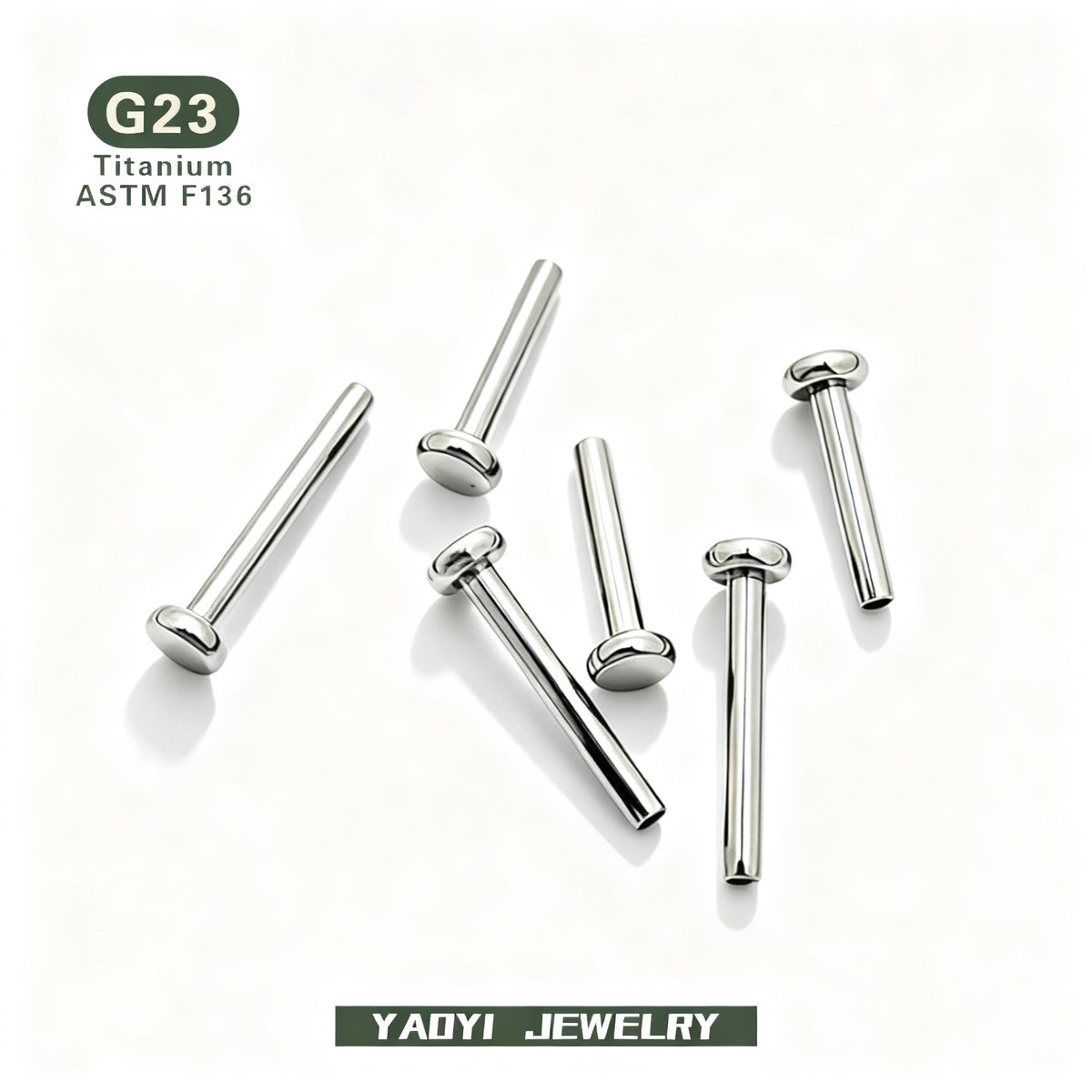 Titan-Piercingstab, flache Basis, Innengewinde