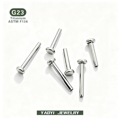 Titan-Piercingstab, flache Basis, Innengewinde
