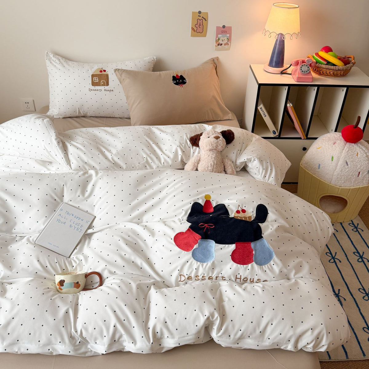 Sommerdecke aus Baumwolle mit Katzenmotiv