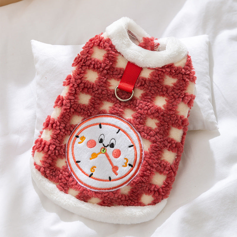 Katzen-Fleece-Pullover mit Uhr-Motiv, mehrere Größen