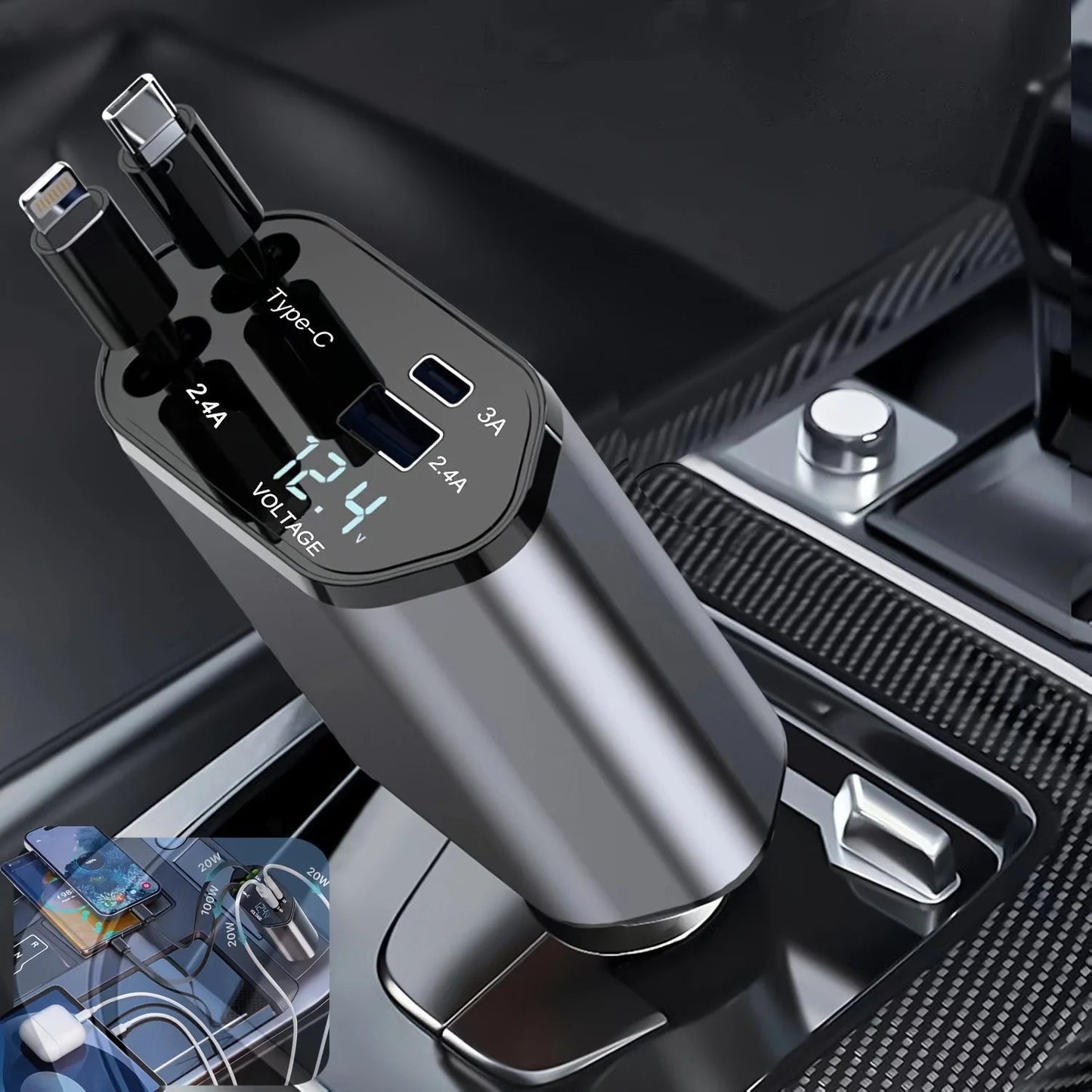Faltbares Auto Ladegerät mit USB-C und USB-A – 120W Schnellladung | Brehn