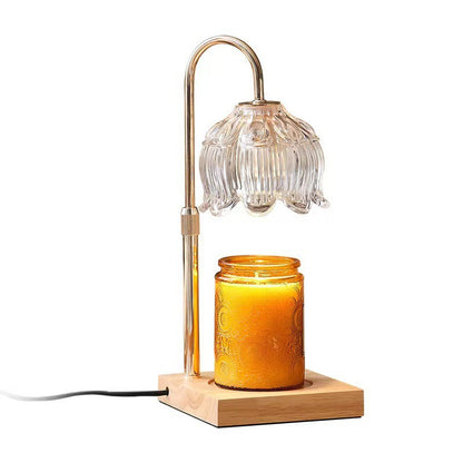 Holz-Aromawachs-Schmelzleuchte mit Glaseinsatz