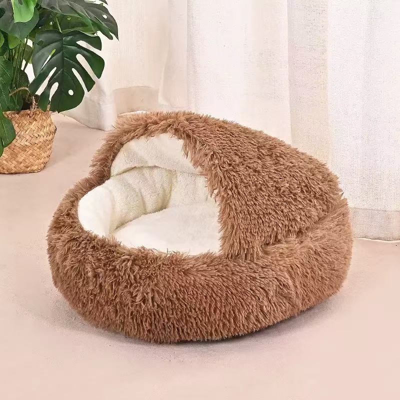 Flauschiges Katzenbett, rund, wärmend