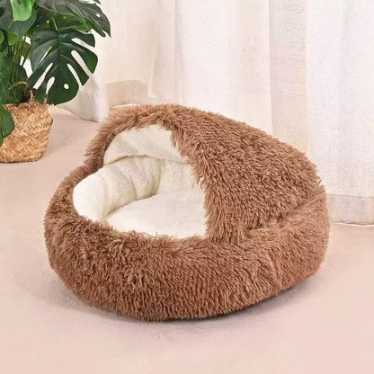 Flauschiges Katzenbett, rund, wärmend