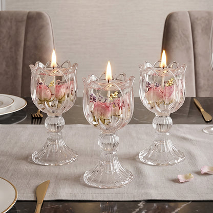 Glas-Kerzenständer Tulpen-Design, nordischer Stil