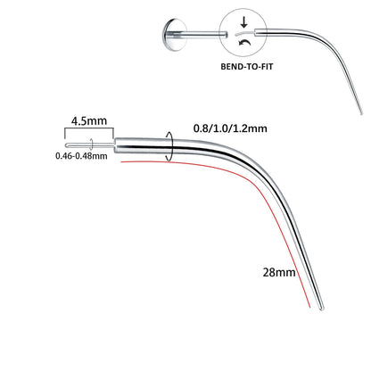 Titan-Piercingstab, flache Basis, Innengewinde