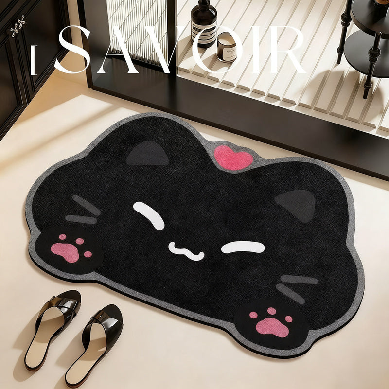 Badezimmermatte aus Kieselgur, Katzen-Design