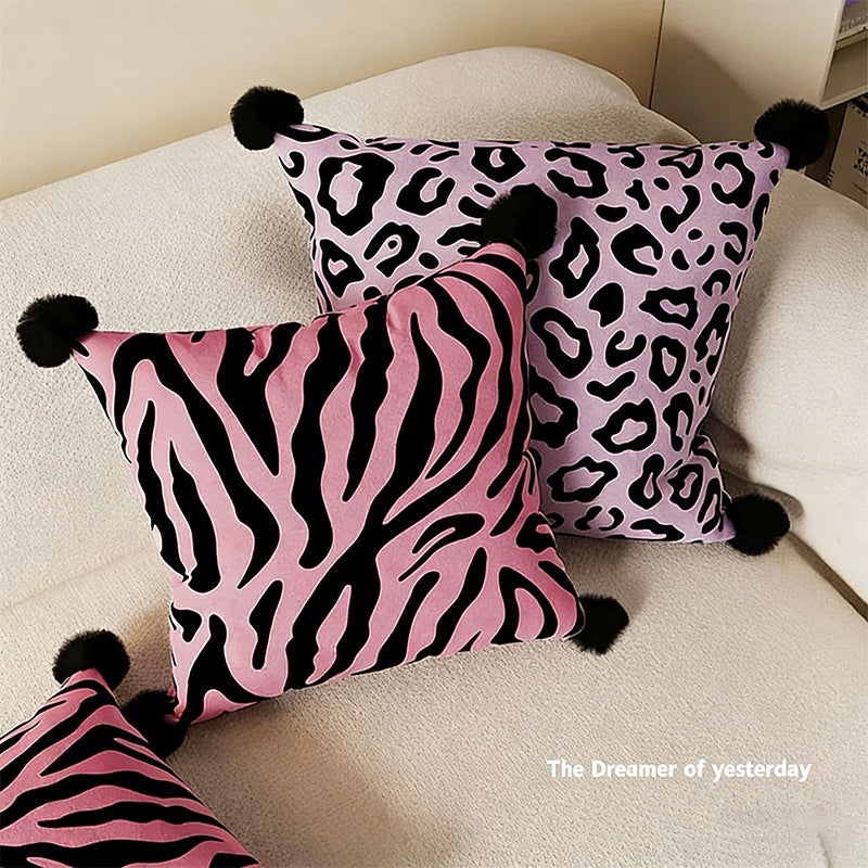 Kissen mit Zebra- und Leopardenmuster, Polyester, waschbar