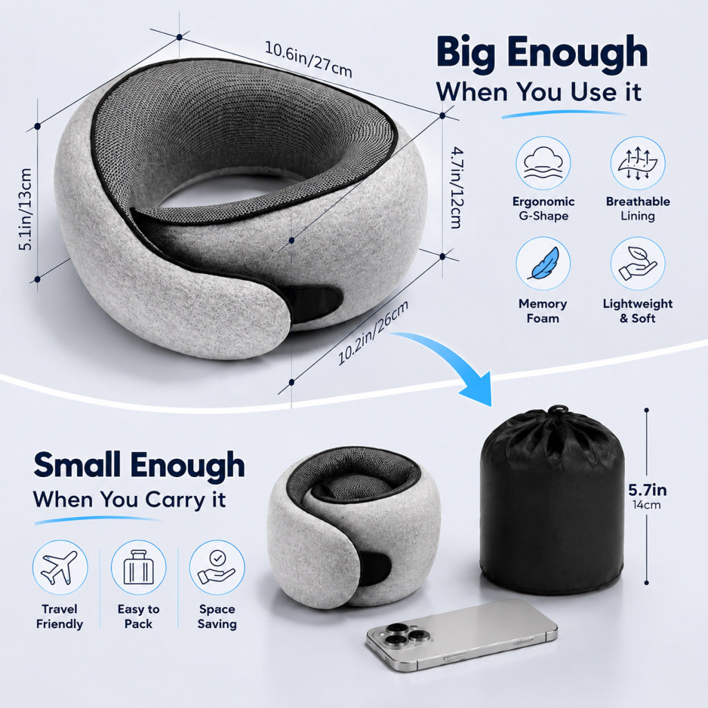 Nackenkissen aus Memory-Foam für Reisen