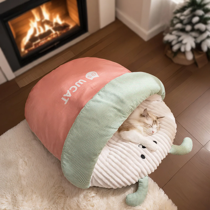 Katzenschlafsack mit Bärenmotiv, wärmend