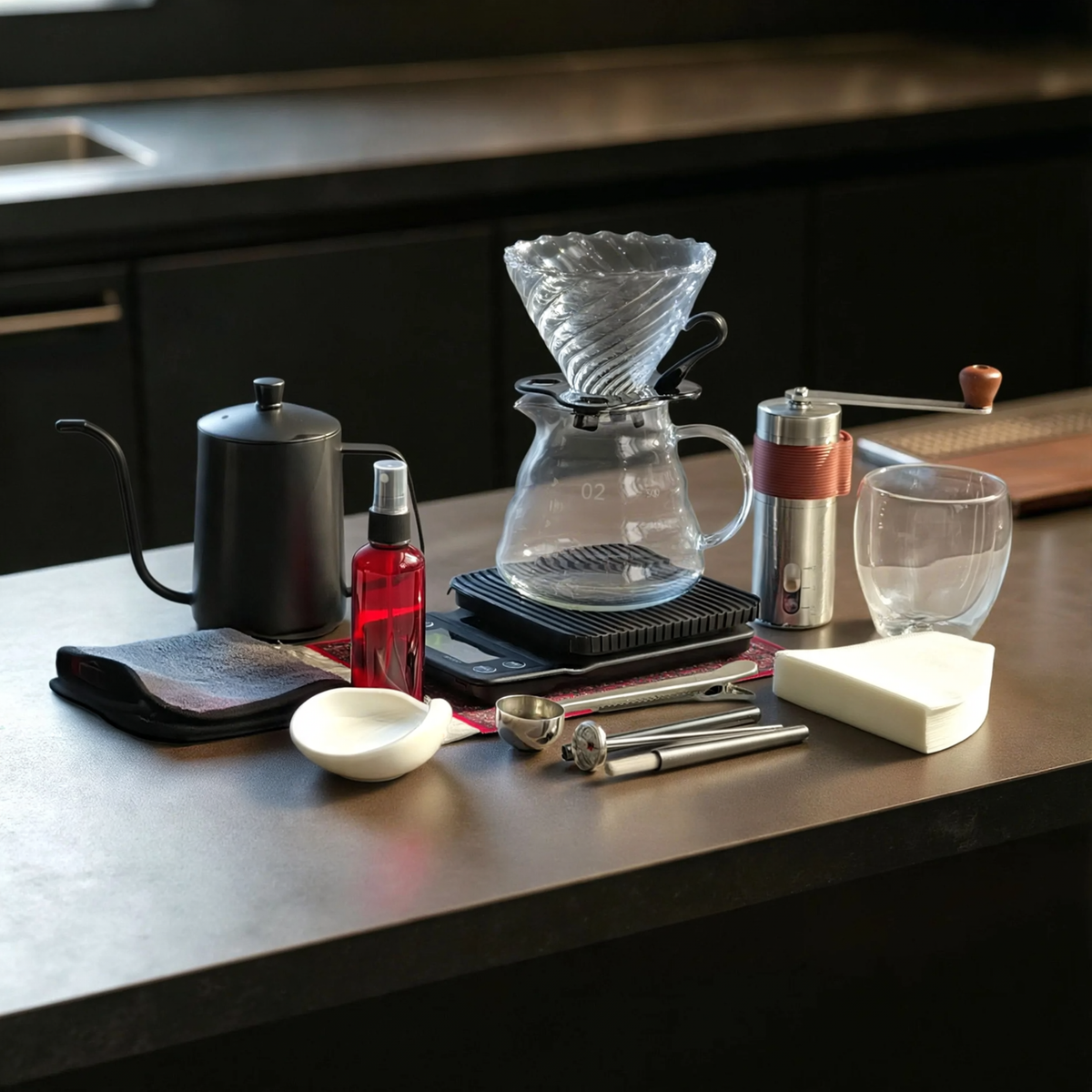 Handaufguss-Kaffee-Set, Edelstahl, 14–15-teilig