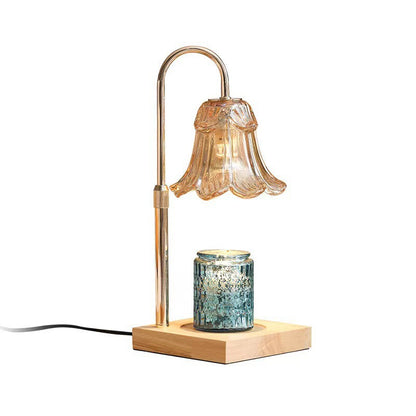 Holz-Aromawachs-Schmelzleuchte mit Glaseinsatz