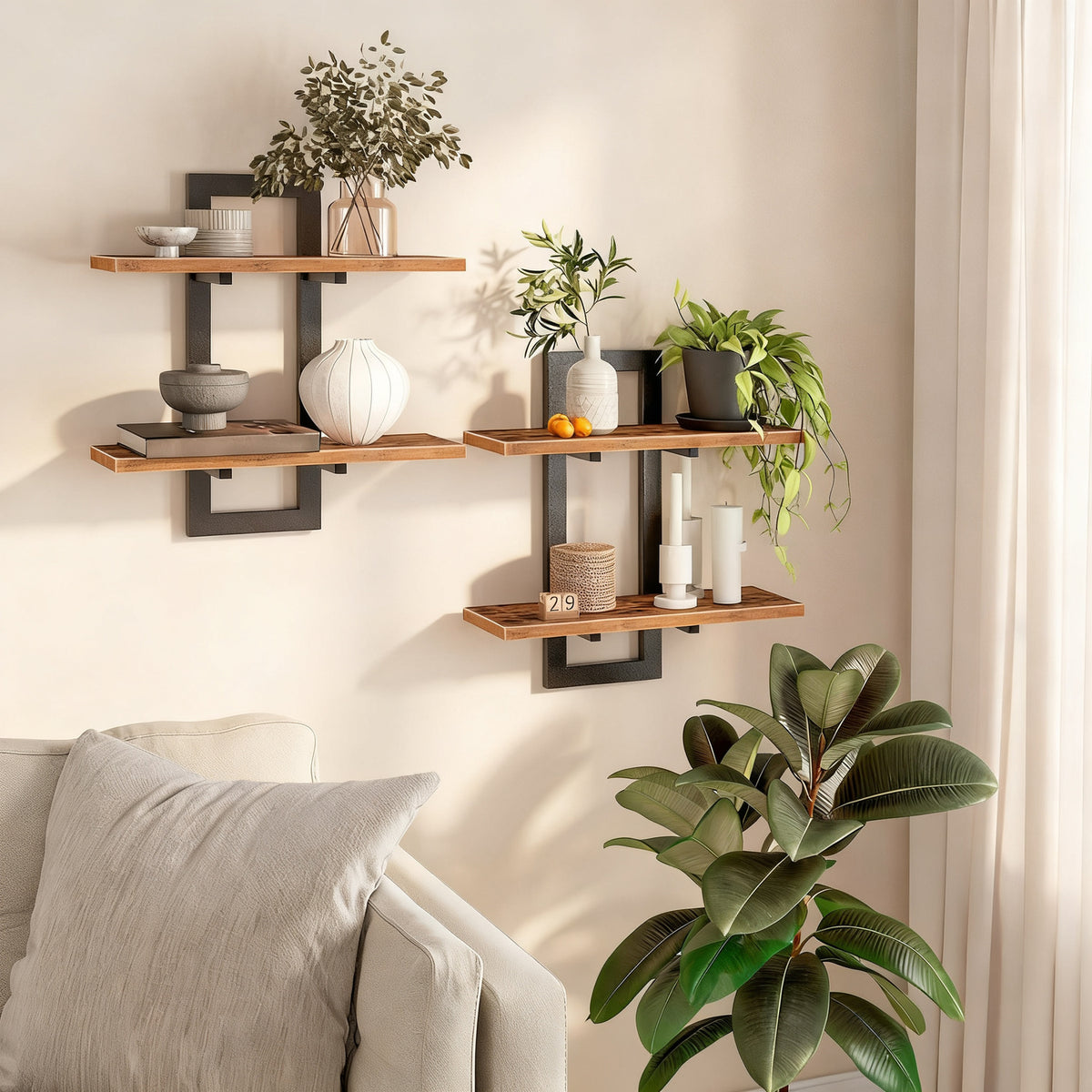 Wandregal aus Stahl, schwebendes Design