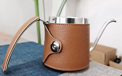 Edelstahl-Kaffeekanne mit Ledergriff, 350–500 ml