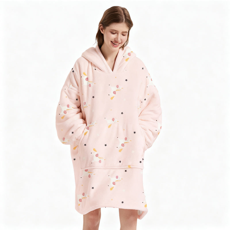 Tragbare Decke mit Kapuze, Sherpa-Fleece