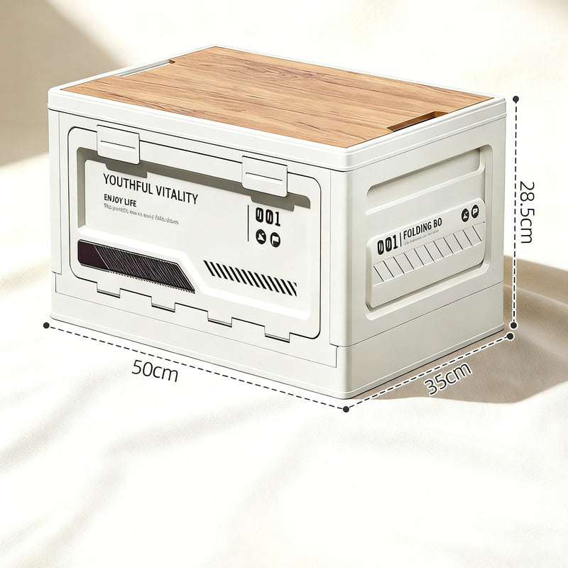 Faltbare Campingbox mit Holzdeckel, 40–50 L