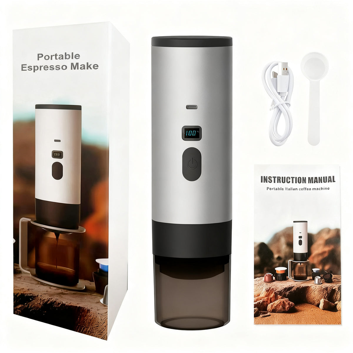 Tragbare Espresso-Kaffeemaschine mit Akku, 0,5 L