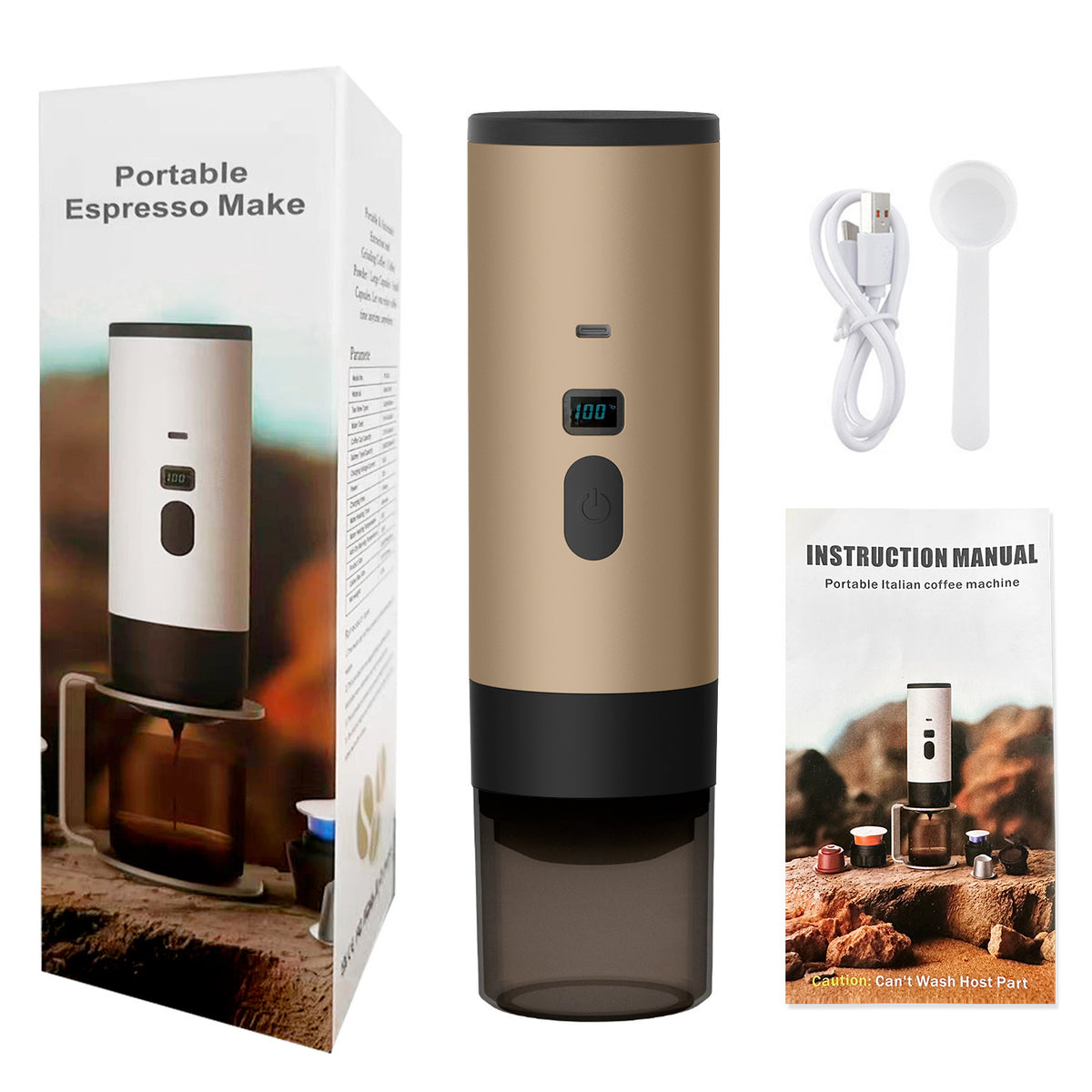 Tragbare Espresso-Kaffeemaschine mit Akku, 0,5 L