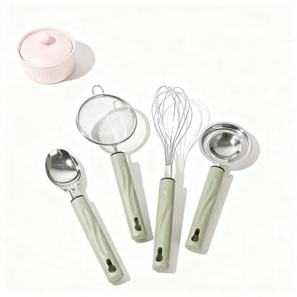 Küchensieb und Küchenhelfer-Set aus Edelstahl