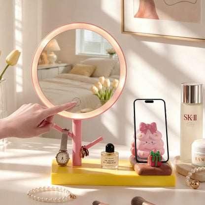 LED-Schminkspiegel mit Smartphone-Ständer