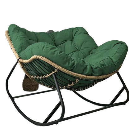 Brehn Schaukelstuhl Rattan-Optik mit Metallgestell und Sitzkissen