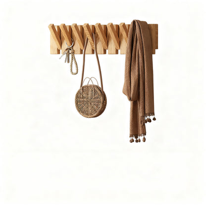 Wandgarderobe aus Gummibaum-Holz