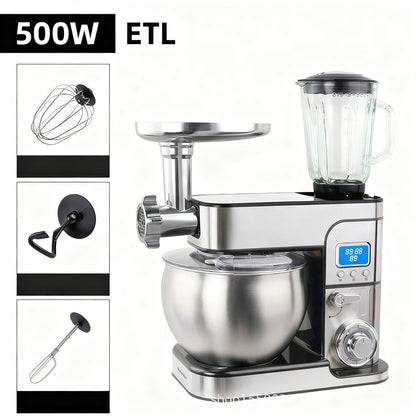 Küchenmaschine 5 L, Edelstahl, mehrere Stecker