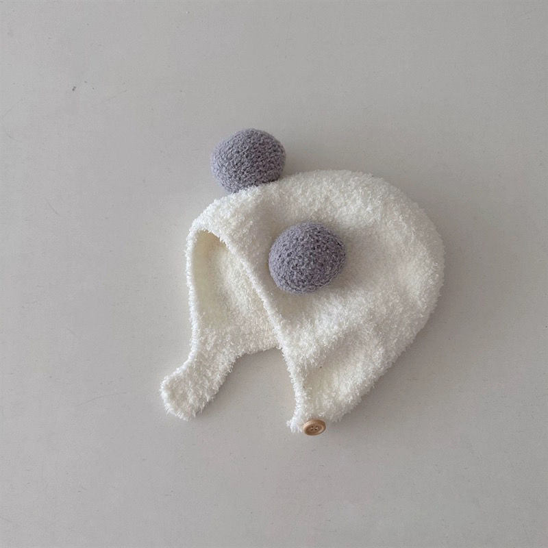 Kindermütze mit Ohrenklappen, gestrickt, warm