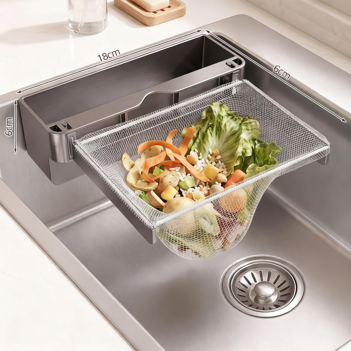 Ausziehbares Spülbecken-Sieb mit Filternetzen, ABS