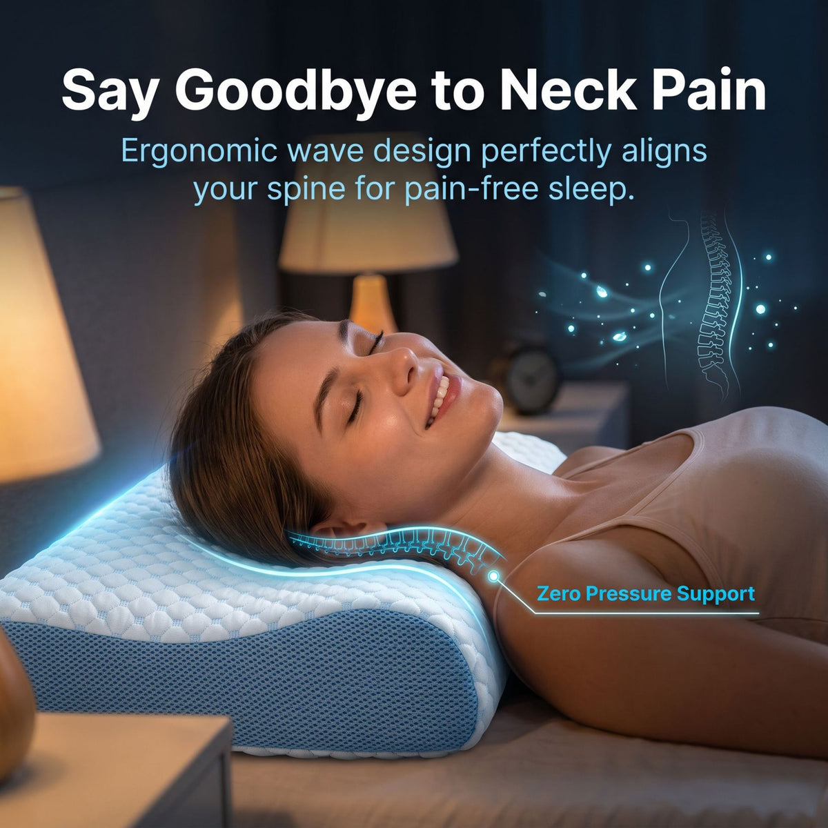 Nackenstützkissen aus Memory-Foam mit Eiskristall-Bezug