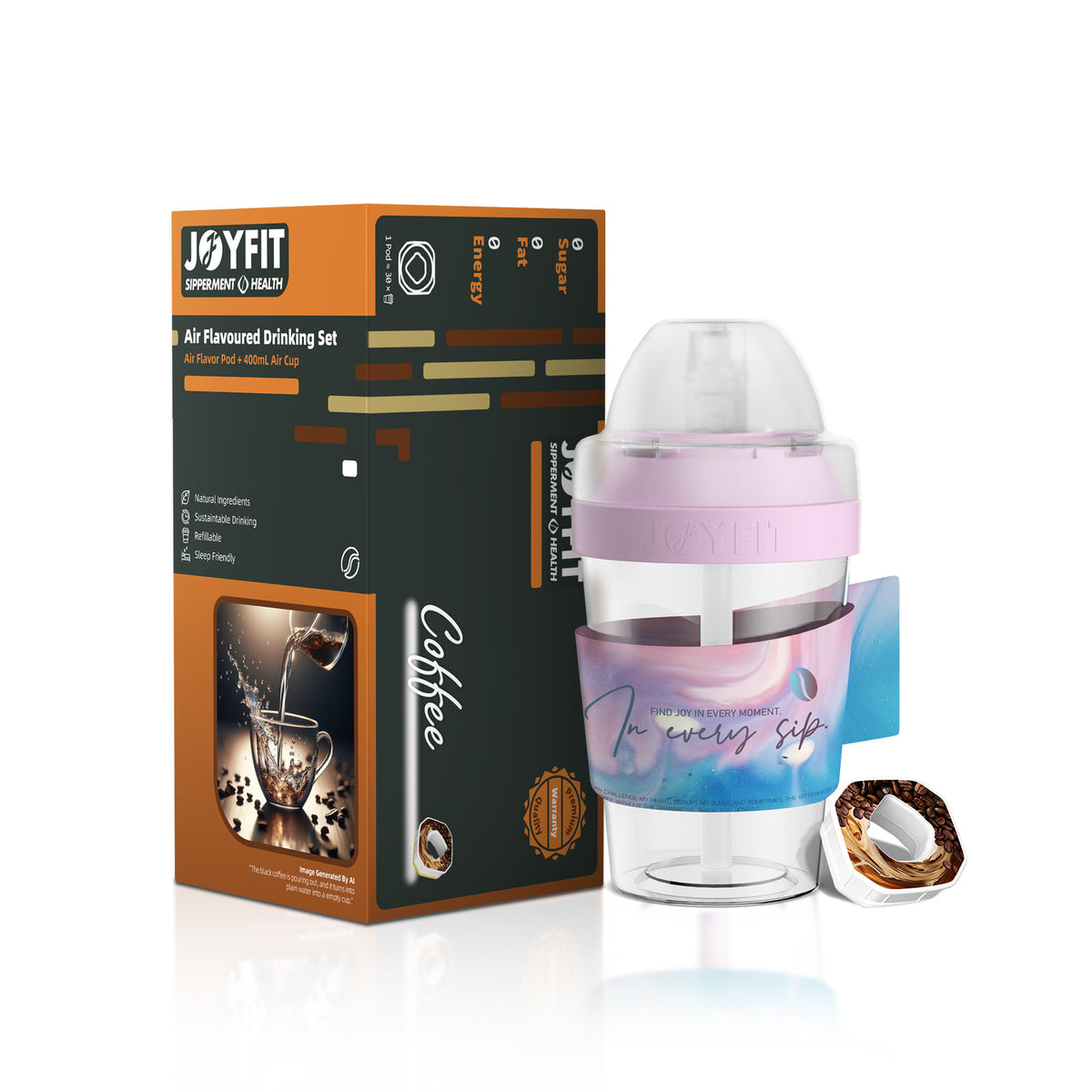 Kaffee-Trinkbecher mit Strohhalm, 400 ml