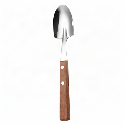 Besteckset 12-teilig, Edelstahl mit Holzgriff