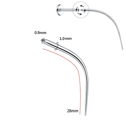 Titan-Piercingstab, flache Basis, Innengewinde